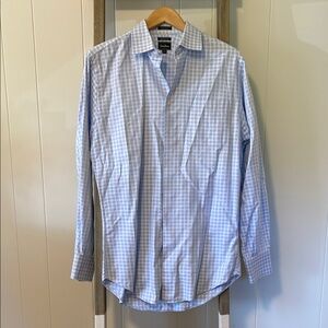 Neiman Marcus Blue and White Checkered Dress Shirt